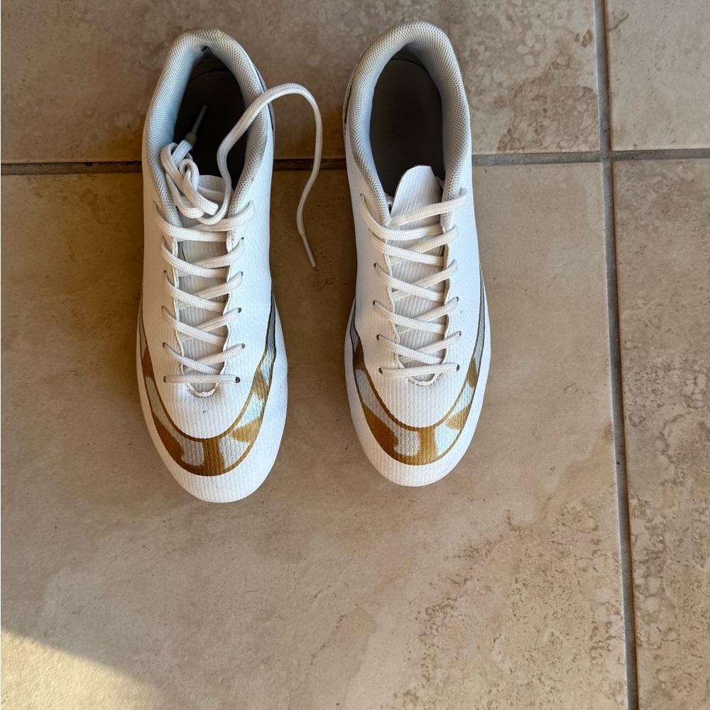Nike White and Gold Athletic Shoes